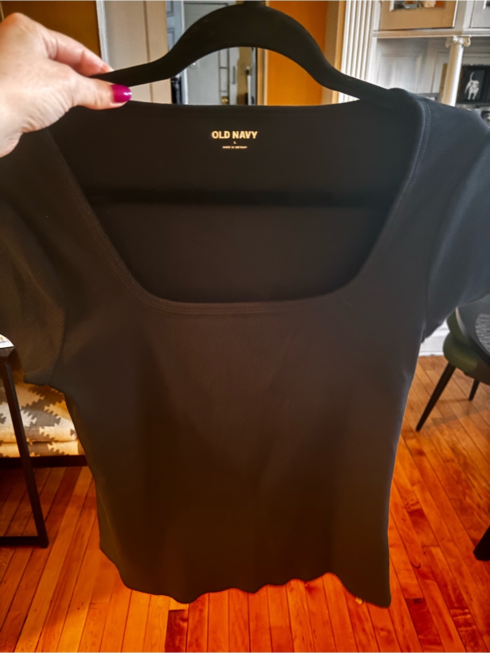 Old Navy Black Ribbed Scoop-Neck Short Sleeve Tee